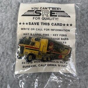 Vintage SRE Industries Enamel Lapel Pin Semi Truck Machinists Union Racing Team